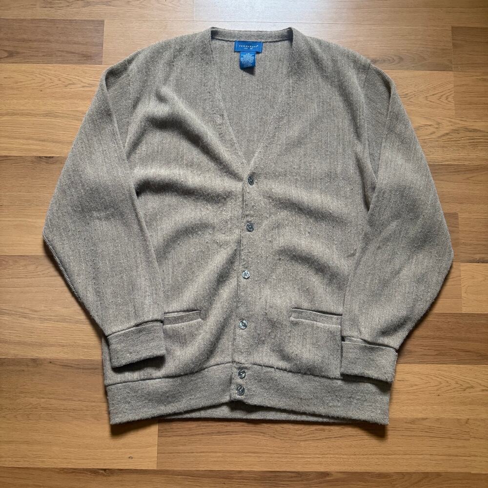 Men's Vintage 90's Towncraft Maple Light Brown Knit Cardigan Sweater Sz Large